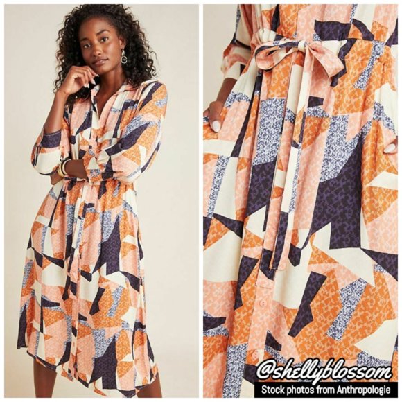 NWT Anthro Corey Lynn Calter Abstract Shirtdress - Picture 1 of 3